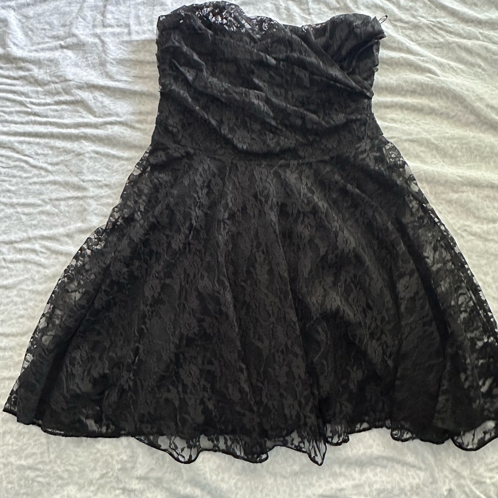Express Black Strapless Lace Dress